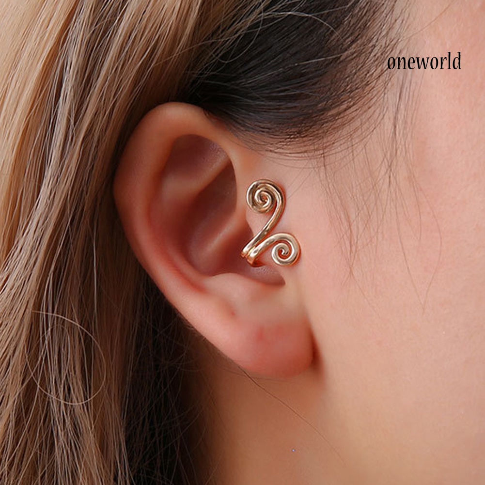 OW@ Fashion Women Hoop Shape Ear Clips Earrings Non-Piercing Jewelry Party Gift