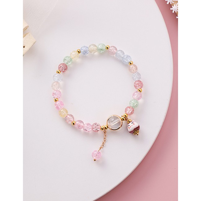 LRC  Gelang Fashion Color Kitten Burst Flower Crystal Bracelet Female F93306