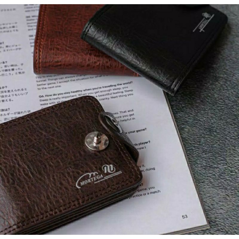 Dompet Lipat Pria Bahan Kulit PU model Kancing Magnet