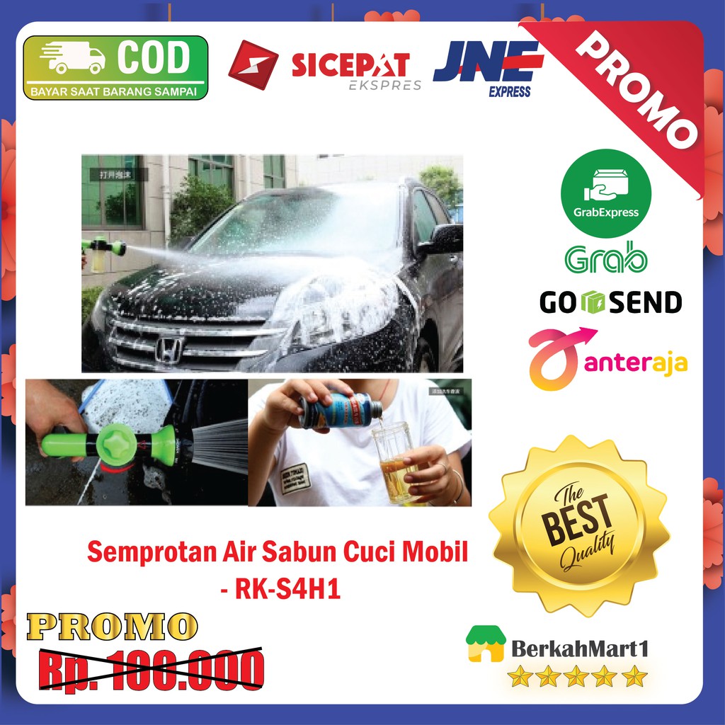 Semprotan Air Sabun Cuci Mobil/Motor Car Washer Foam Water Gun - Hijau