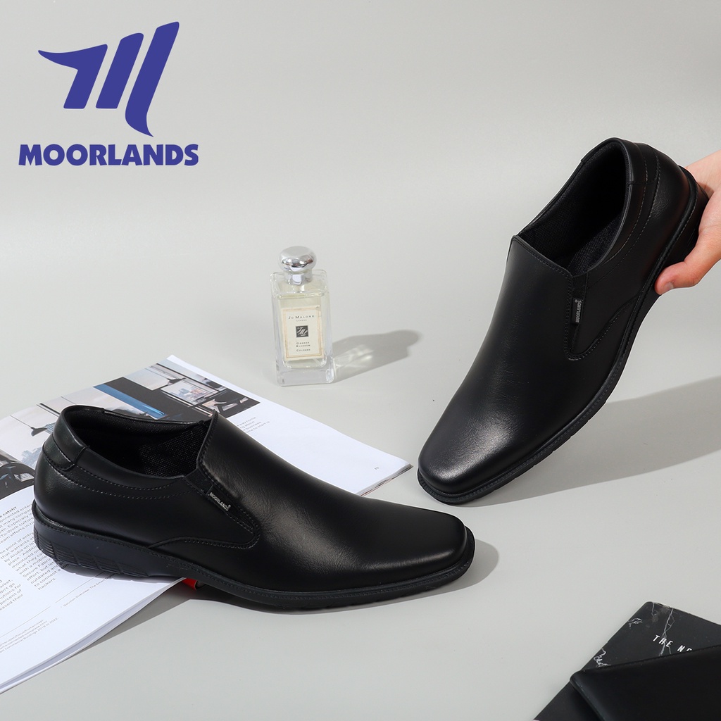 MOORLANDS Original Sepatu Pantofel Slip On pria Sepatu Formal Pria Sepatu Pantofel Kulit Hitam Pria