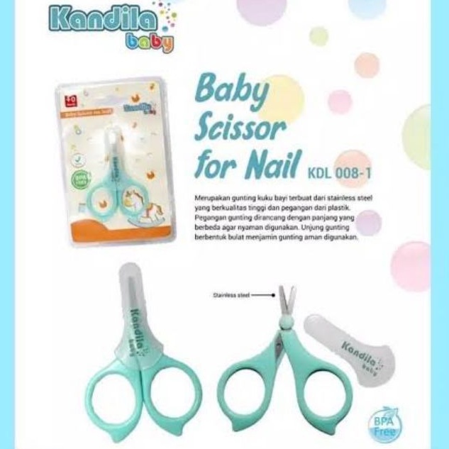 Kandila Baby Scissors For Nail With Cover KDL008-1 - Gunting Kuku Bayi Dengan Penutup