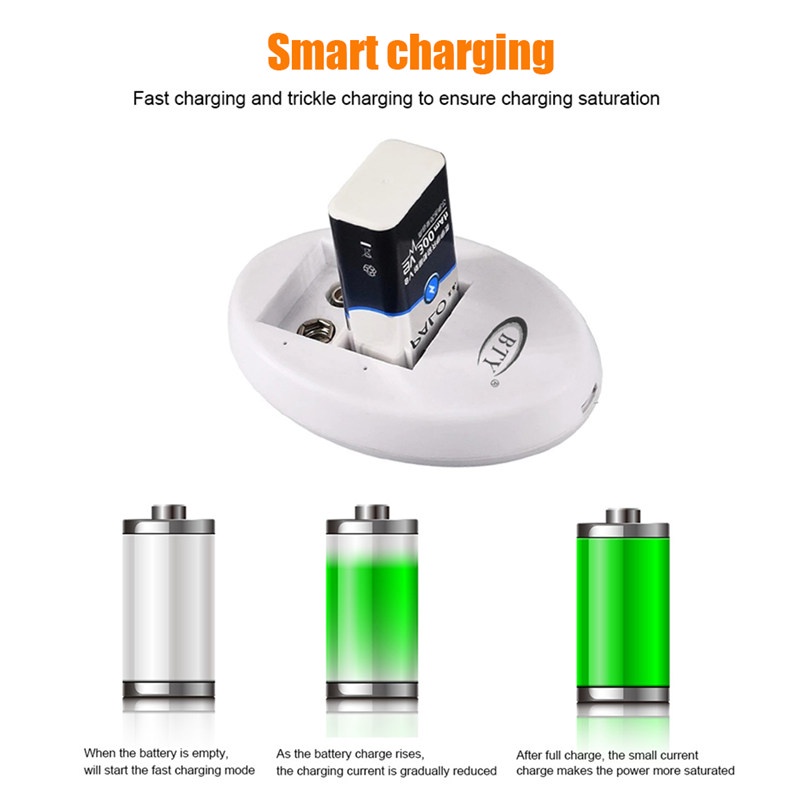 TK Mini Dual Toy Battery Charger for 6F22 9V Lithium Ni-MH Ni-CD Battery USB Plug Portable Charger