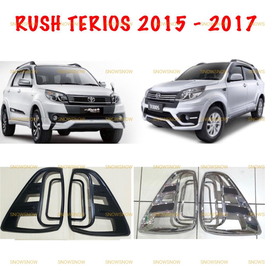 Garnish Lampu Belakang Rush Terios 2015 2017 Sporty Hitam Chrome