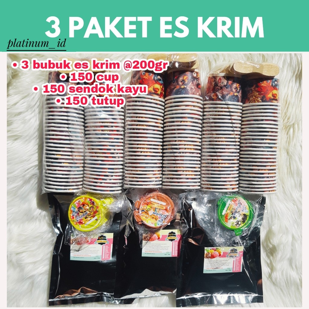 

3 PAKET USAHA ES KRIM/PAKET BUBUK ES KRIM/USAHA ES KRIM RUMAHAN/PAKET ICE CREAM/ES KRIM ENAK