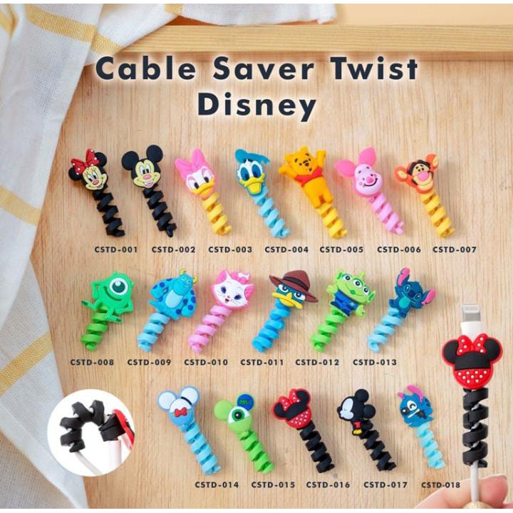 DISNEY - Cable Saver TWIST/ Cable Protector SPIRAL/ Pelindung Ujung Kabel (Android & Apple)