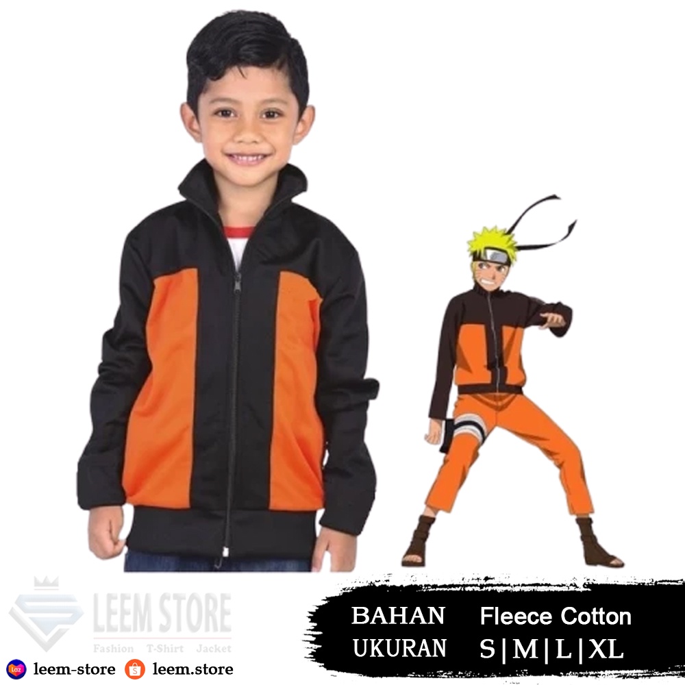 Jaket Anime Kostum Naruto Shippuden Kerah & Hoodie Anak 5-10 Tahun dan Dewasa Fleece Tebal