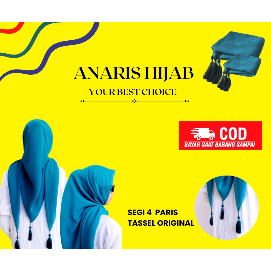 Jilbab Paris Premium Segi Empat Polos Krudung Tassel Murah Ori Original Hijab Daily Kerudung Segiempat Tasel Tesel Warna Hitam Segi4 Paris