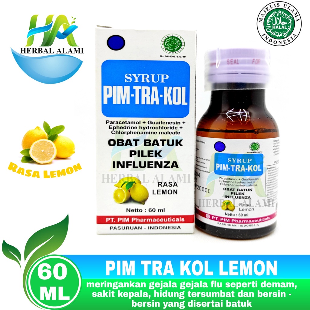 Syrup Pim Tra Kol Rasa Lemon 60 ml BIRU - Sirup Obat Batuk Pilek