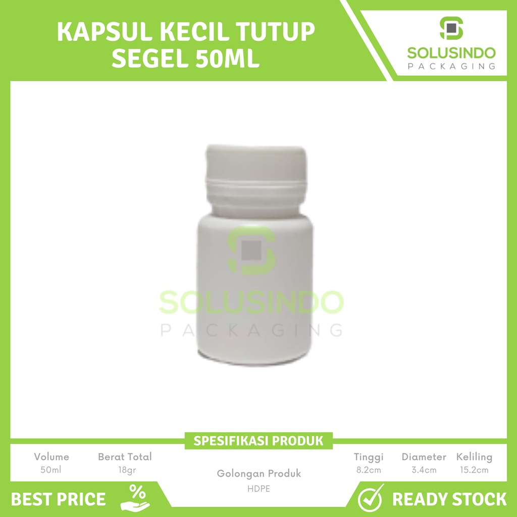 Botol Plastik Kapsul 50ml Kecil HDPE (MINIMAL 10 PCS)
