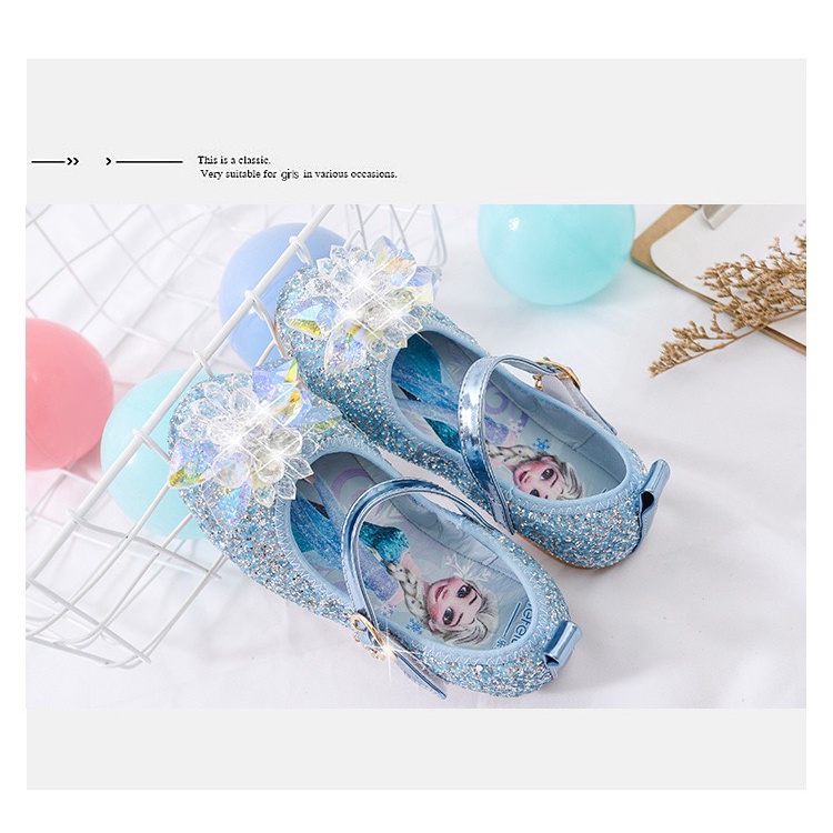 SEPATU ANAK PEREMPUAN KRISTAL ELSA FROZEN SEPATU FLAT SHOES ANAK PANSUS BLINK GLITTER PH 7078-1