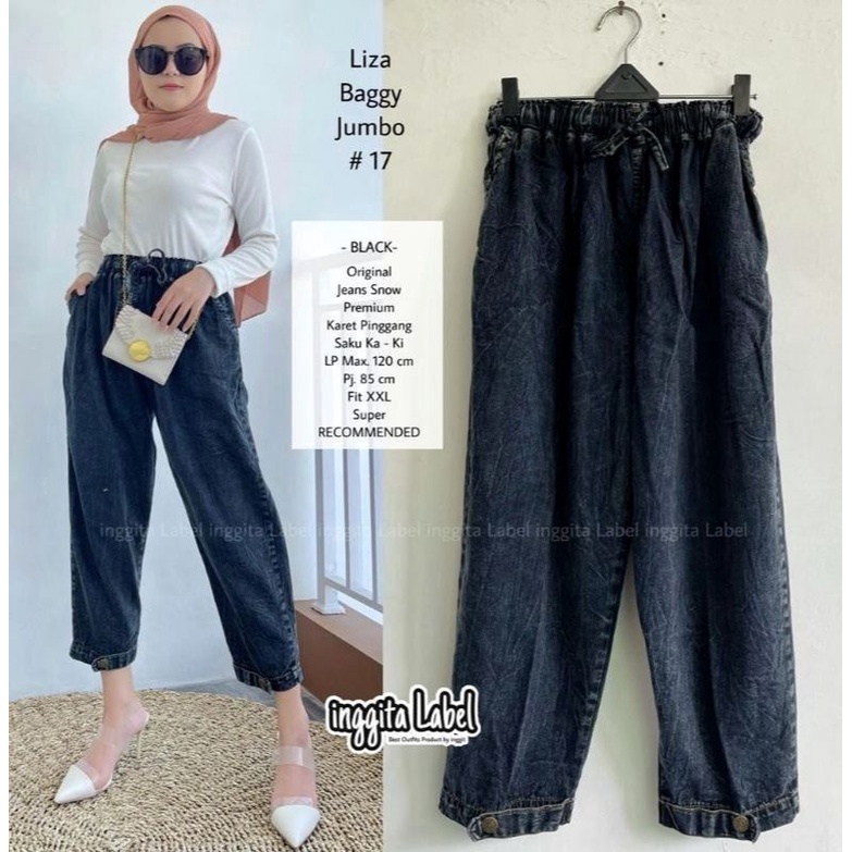 celana boyfriend baggy jeans variasi kancing bawah kain denim original