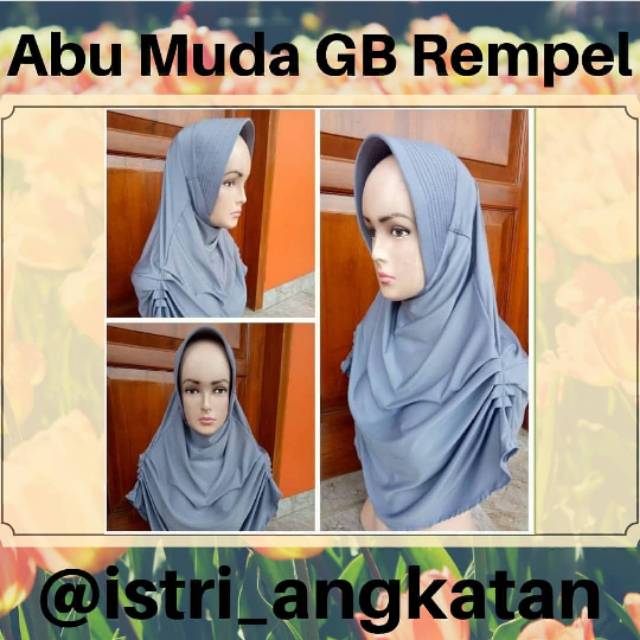 Jilbab Abu Muda Garis Banyak Rempel