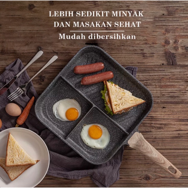 CAROTE 3in1 NON STICK MULTIPAN WAJAN FRY PAN PANGGANG PENGGORENGAN MARBEL MARBLE ANTI LENGKET