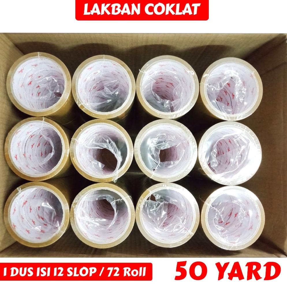

PROMO HARI INI [TERMURAH] Lakban OPP Tape / Lakban Coklat Dunia Packing 50 Yard (1 Slop) -COD $$
