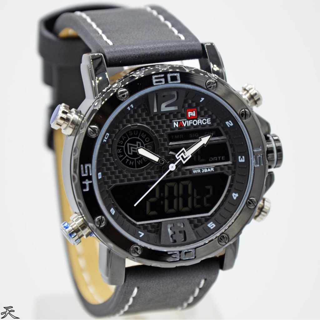 JAM TANGAN PRIA NAVIFORCE 9134 ANALOG DIGITAL TALI KULIT