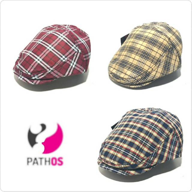 Topi Flatcap Patino Copet Motif Kotak Kotak