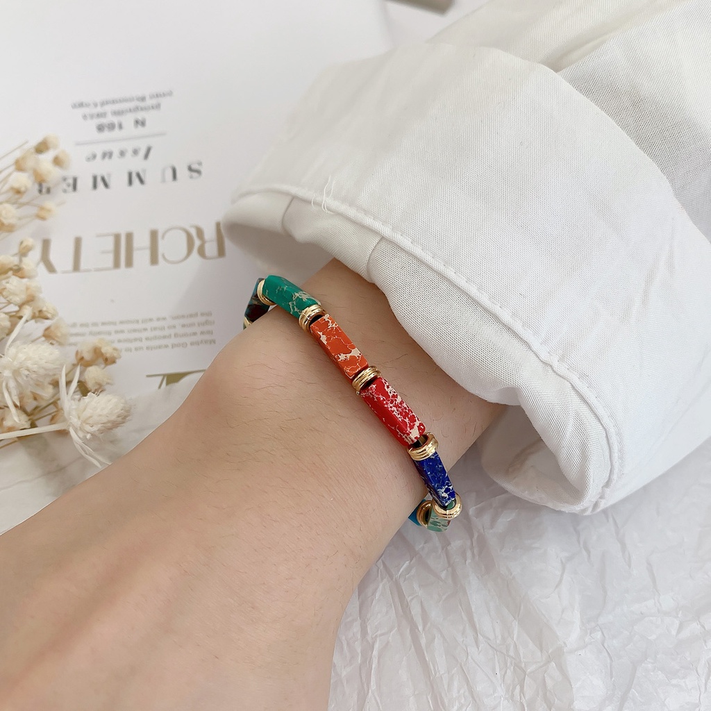 Gelang Tangan Manik-Manik Batu tiger eye Alami Warna-Warni Untuk Wanita