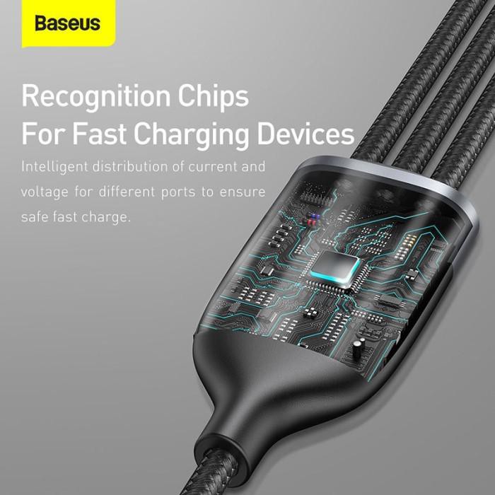 Baseus Cable Data Fast Charging 3 in 1 - Micro + Lightning + Type C 5A 1.2m