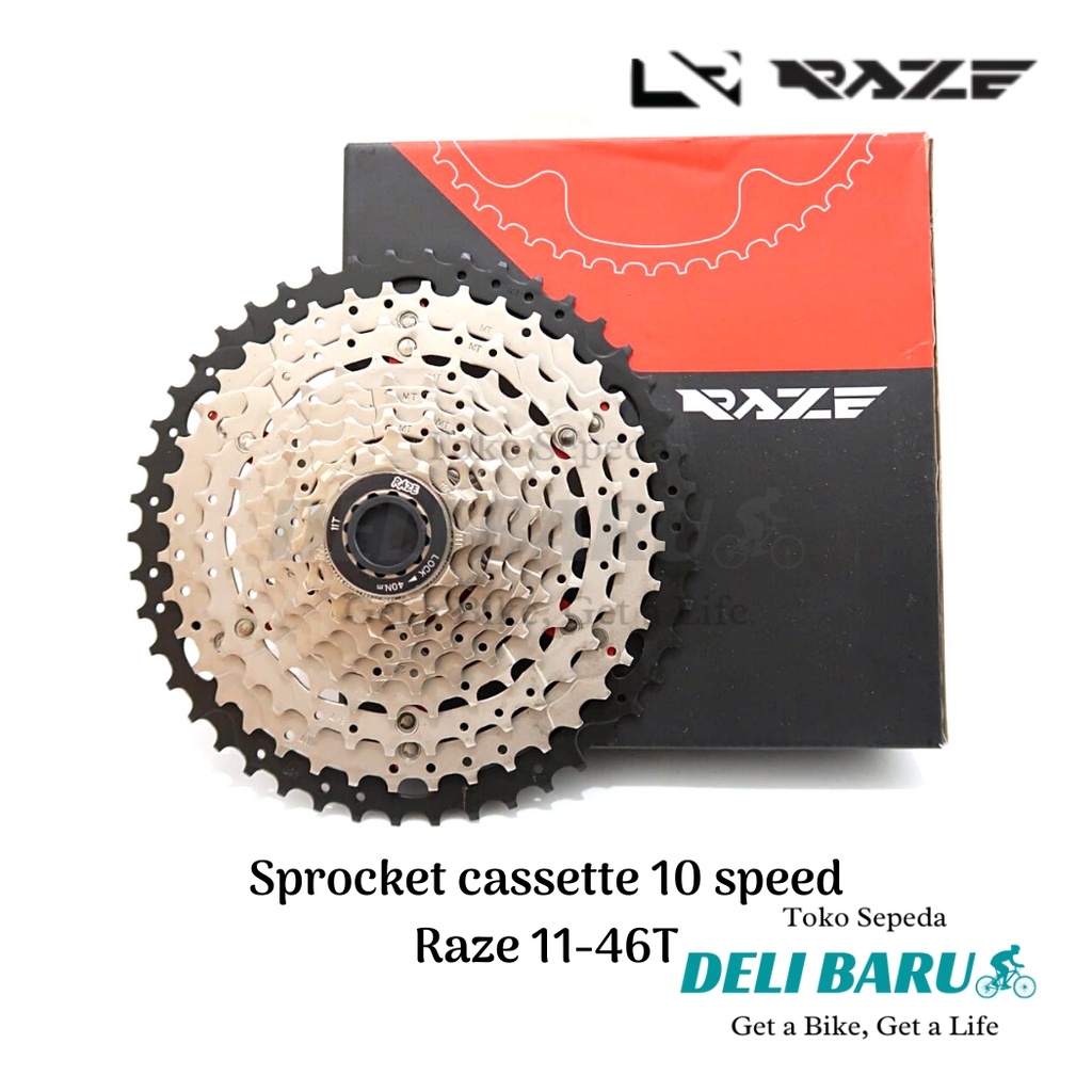 Raze Sprocket cassette 10 speed 11 - 46T sepeda MTB