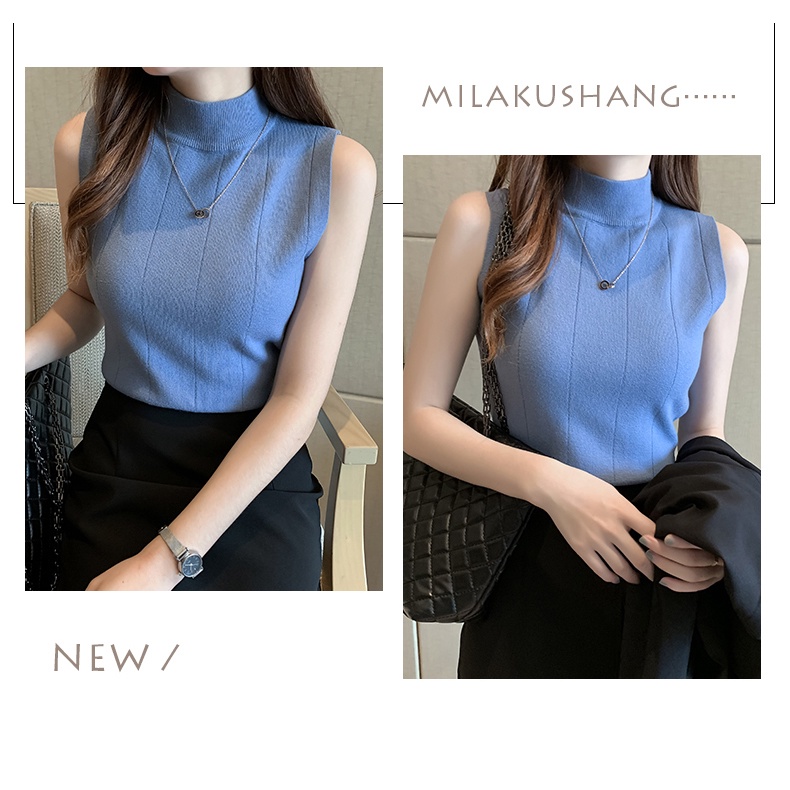 IMPORT✓ 103 Turtleneck Tanktop Blouse Korean Style Wanita-5