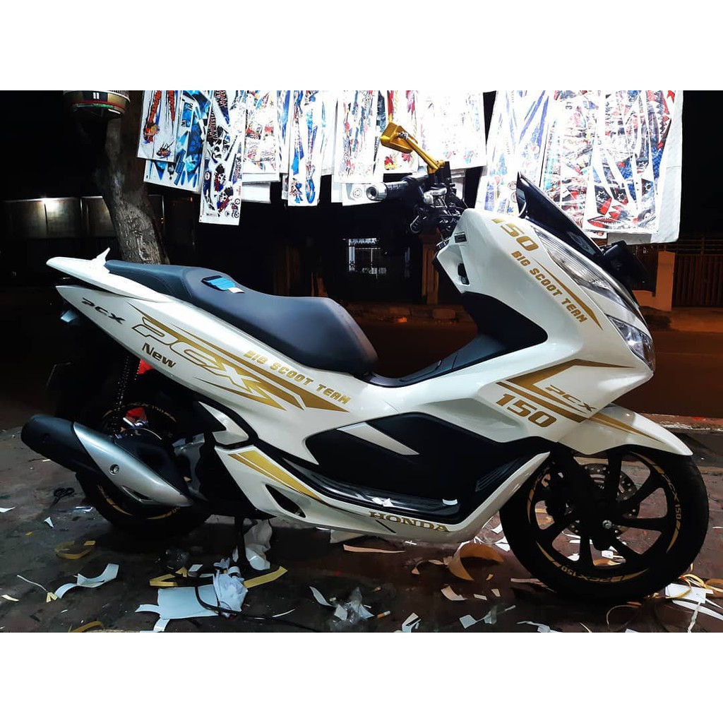 Striping Cutting Sticker Pcx Putih Gold Shopee Indonesia