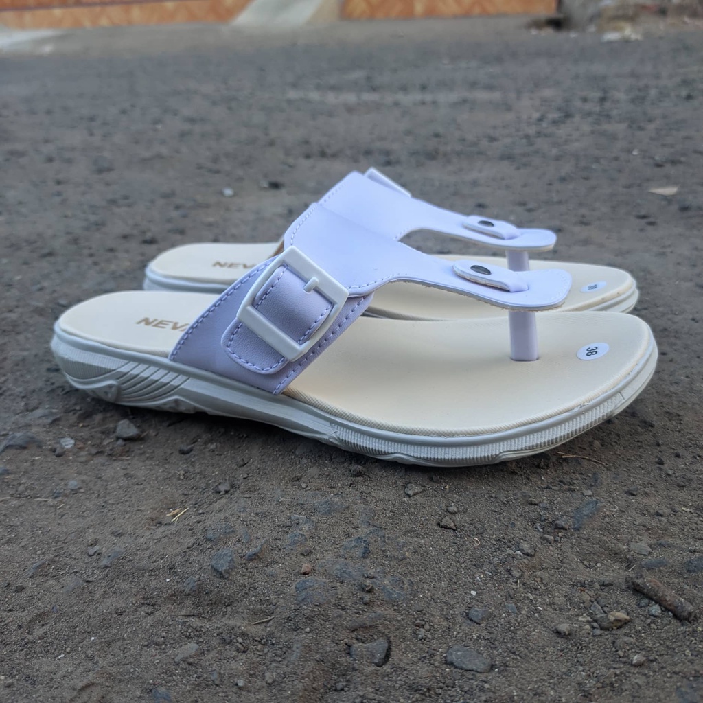 Sandal Wanita Gesper Cewek Flat Jepit Warna Warni Cantik Nevada - SL01