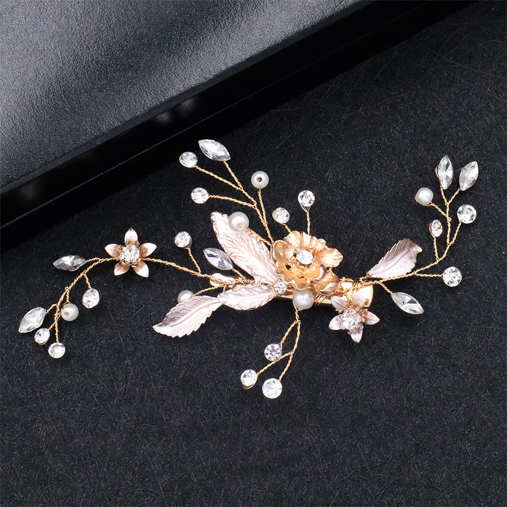 Hairpin Flower Design Crystal Rhinestone Alloy Material For Bridal