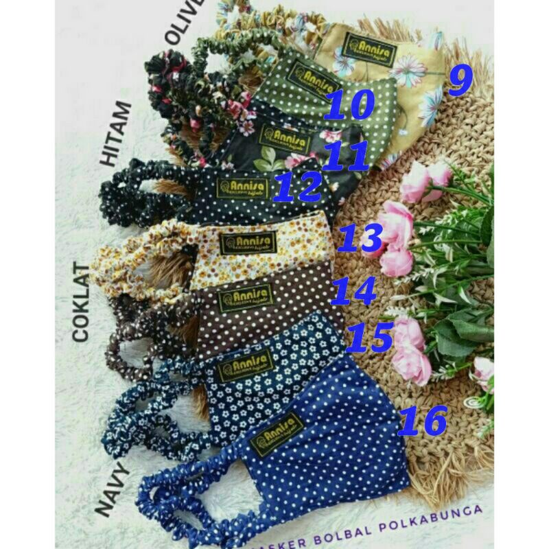 Masker Katun Masker Bolak Balik Masker Hijab Masker Motif Polkadot Annisa