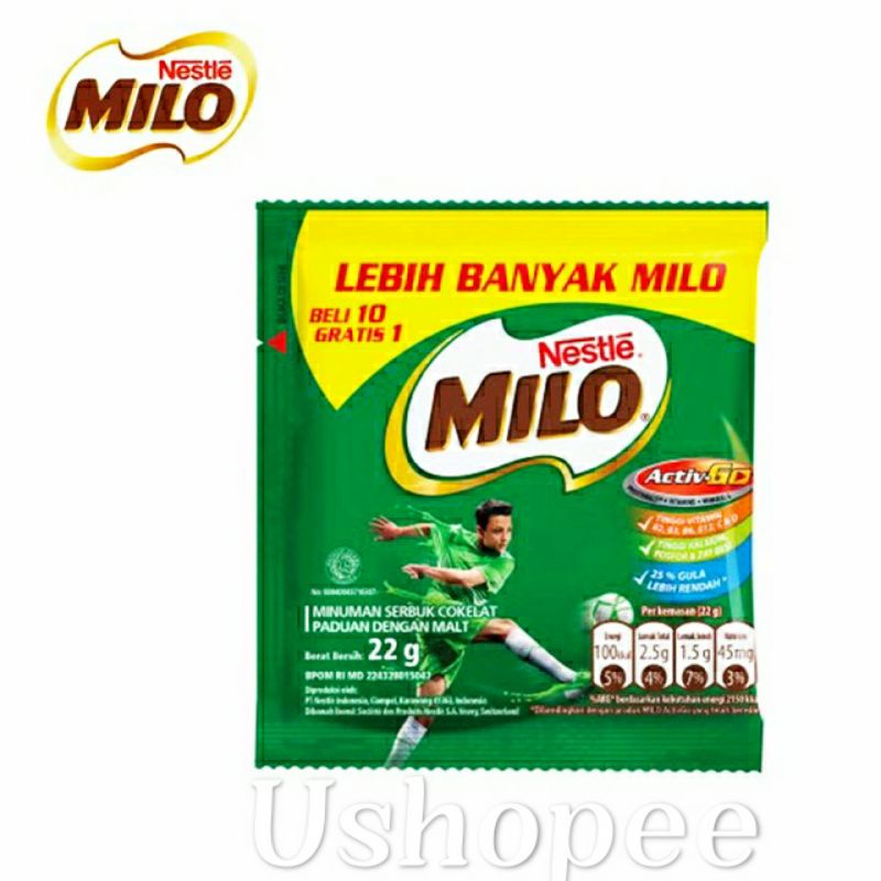 

Milo sachet (isi 10 sachet @22gram)