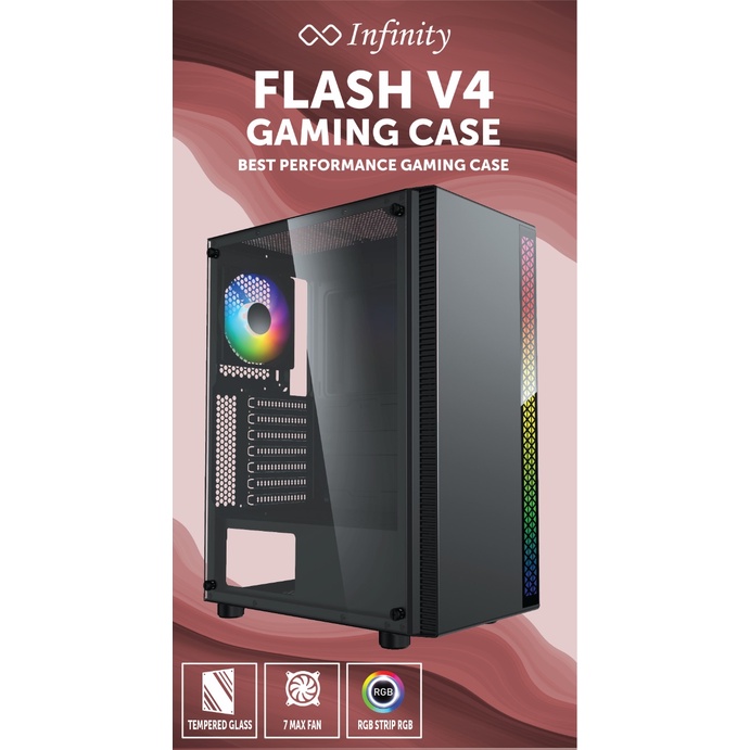 Casing Infinity Flash V4 Tempered Glass ATX mATX Gaming Case