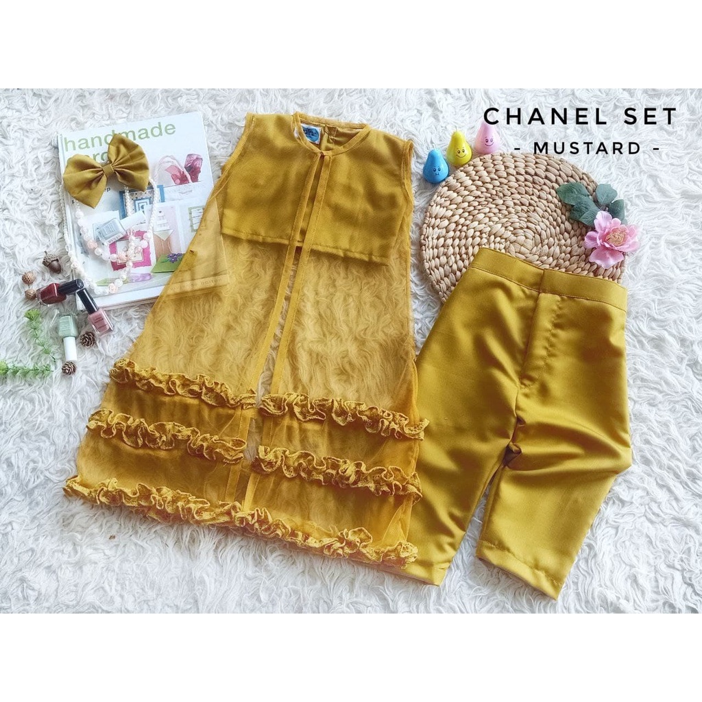 DRESS CHANEL SET / SET CANTIK / SETELAN ANAK PEREMPUAN / SET ANAK DAN DEWASA