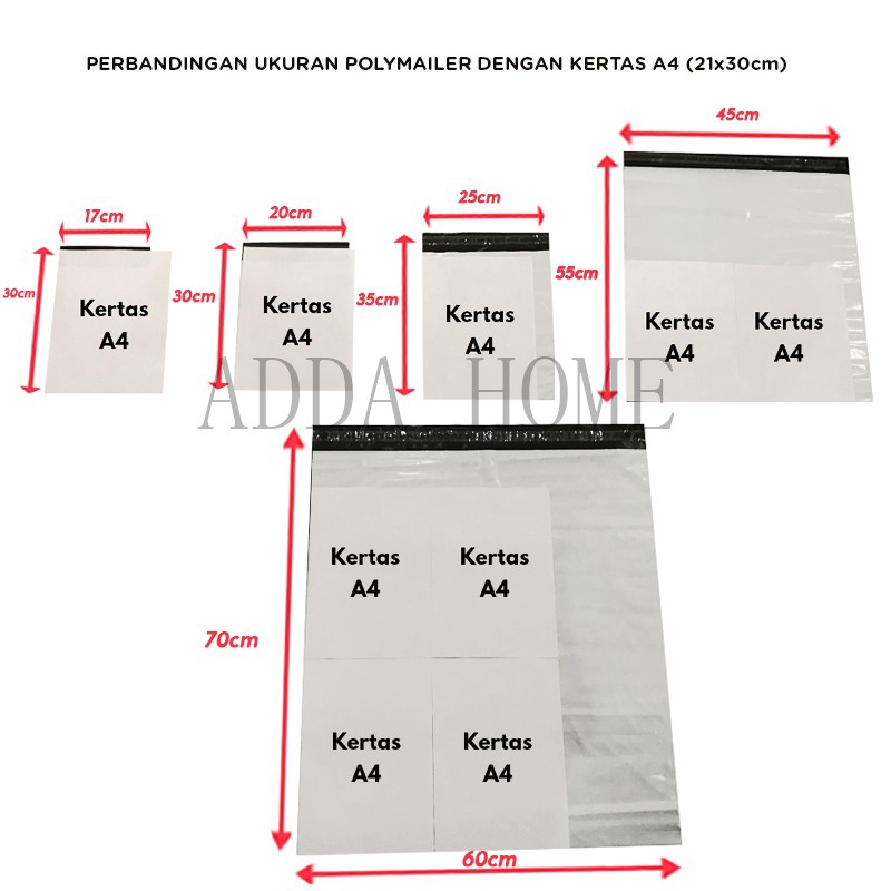 Adda Home - Polymailer Plastik Packing Kemasan 20x30 cm Putih - Isi 100pcs