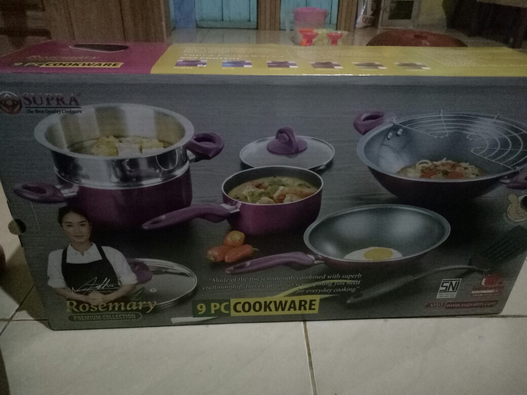 Panci Set Supra Rosemary 9 Pcs Cookware Set Ungu Merah - Alat Dapur Pontianak