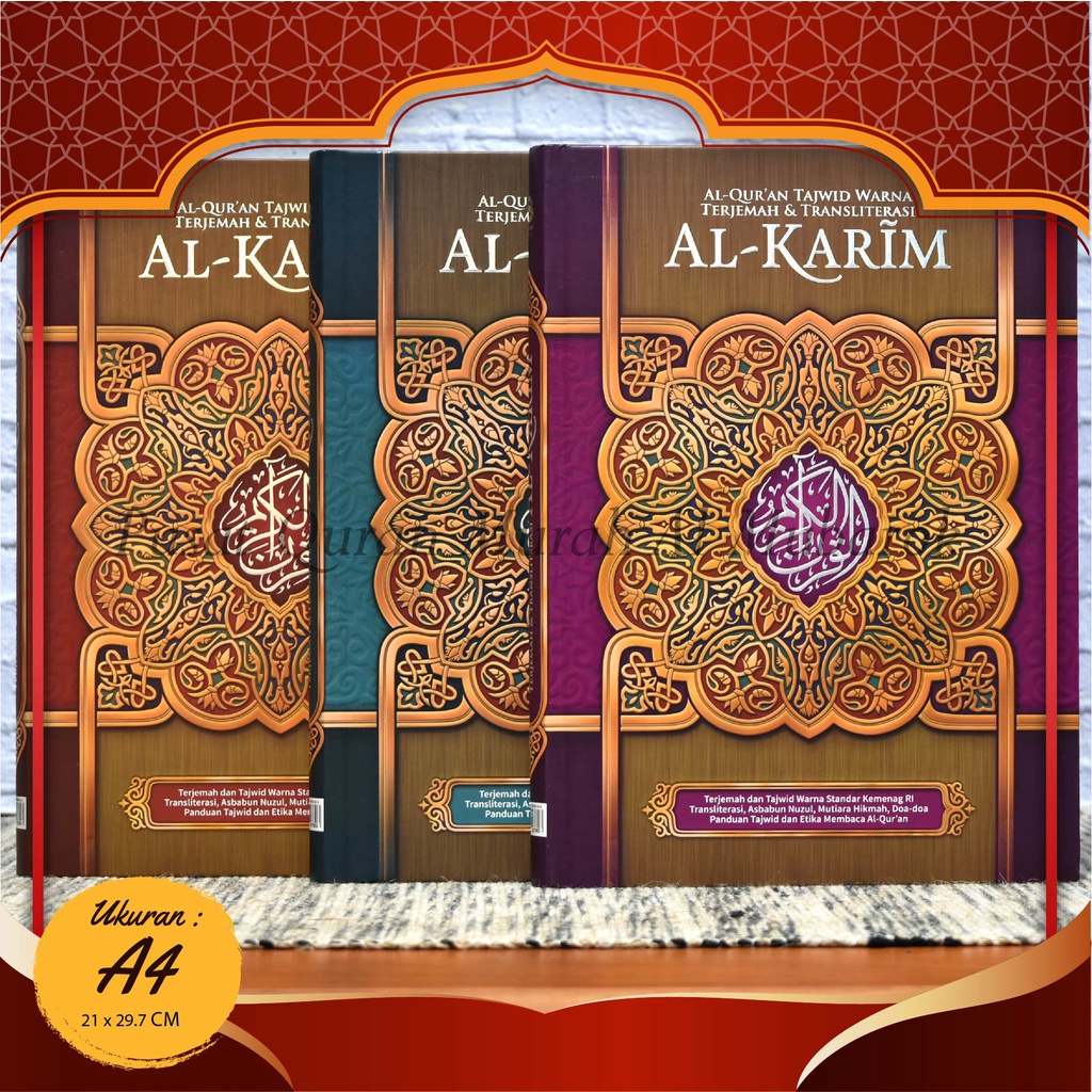 [BISA COD] ALQURAN TERJEMAH AL KARIM ALQURAN TAJWID WARNA UKURAN A4, Al Quran Transliterasi Per Kata