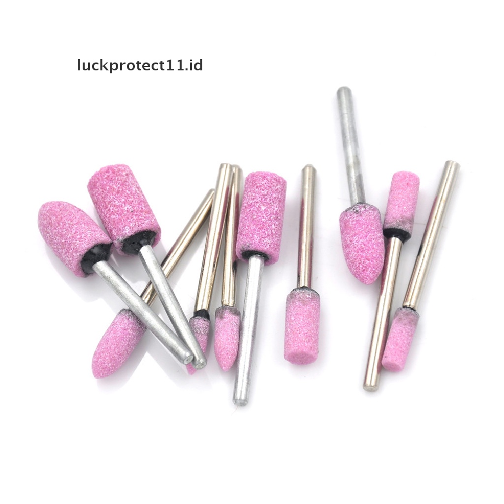 // Hg &amp; ID// 10X Batu Asah Abrasive Mounted Stone Rotary Tool Grinding Wheel Pink