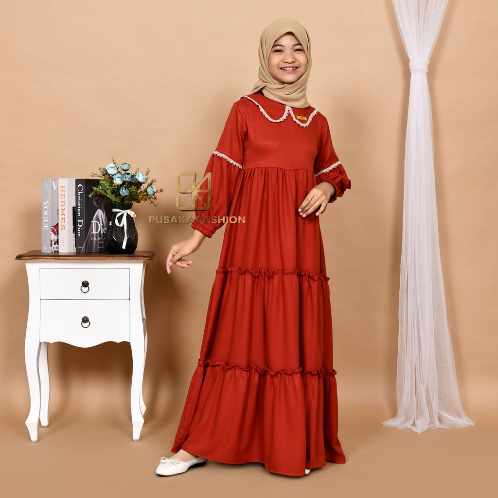 NAYLA kids gamis anak muslim perempuan tanggung long dress serut susun kid wanita anak usia 4 5 6 7 8 9 10 11 12 13 14 tahun warna putih tulang bw hitam lilac wardah dusty pink fashion muslim anak pesantren  ngaji manasik haji maulid nabi sekolah agama