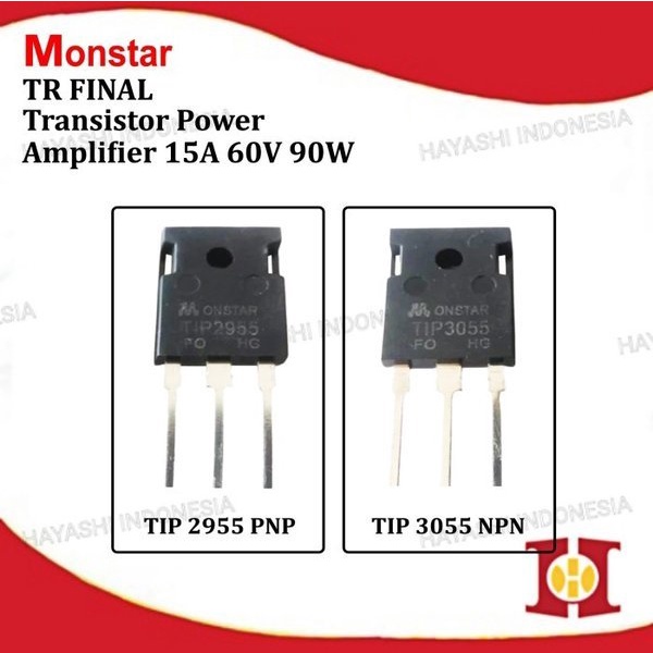 Transistor TR Power Audio Amplifier TIP 2955 3055 PNP NPN 15A 60V 90W (5pcs)