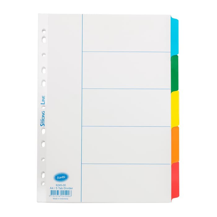 

BANTEX STROLING DIVIDER A4 5 PAGES #6245 (PLAIN TABS)