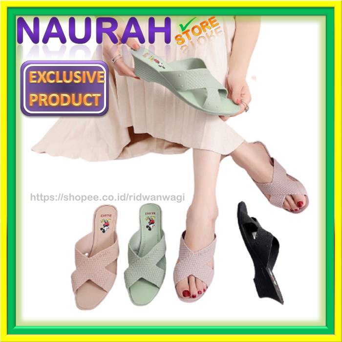 BALANCE 406 1 ORIGINAL SENDAL WEDGES WANITA SLOP SILANG JELLY ANYAM IMPORT LENTUR DISKON PROMO MURAH