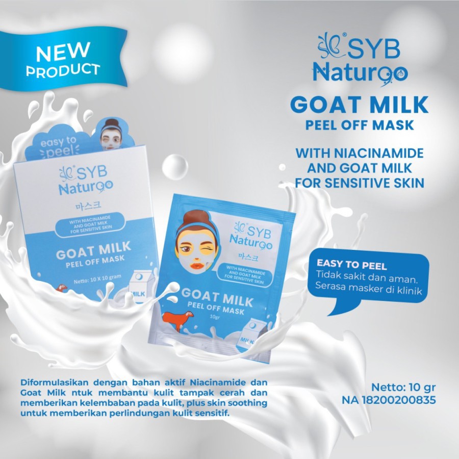 (SACHET) NATURGO SYB GOAT MILK PEEL OFF MASK WITH NIACINAMIDE FOR SENSITIF SKIN