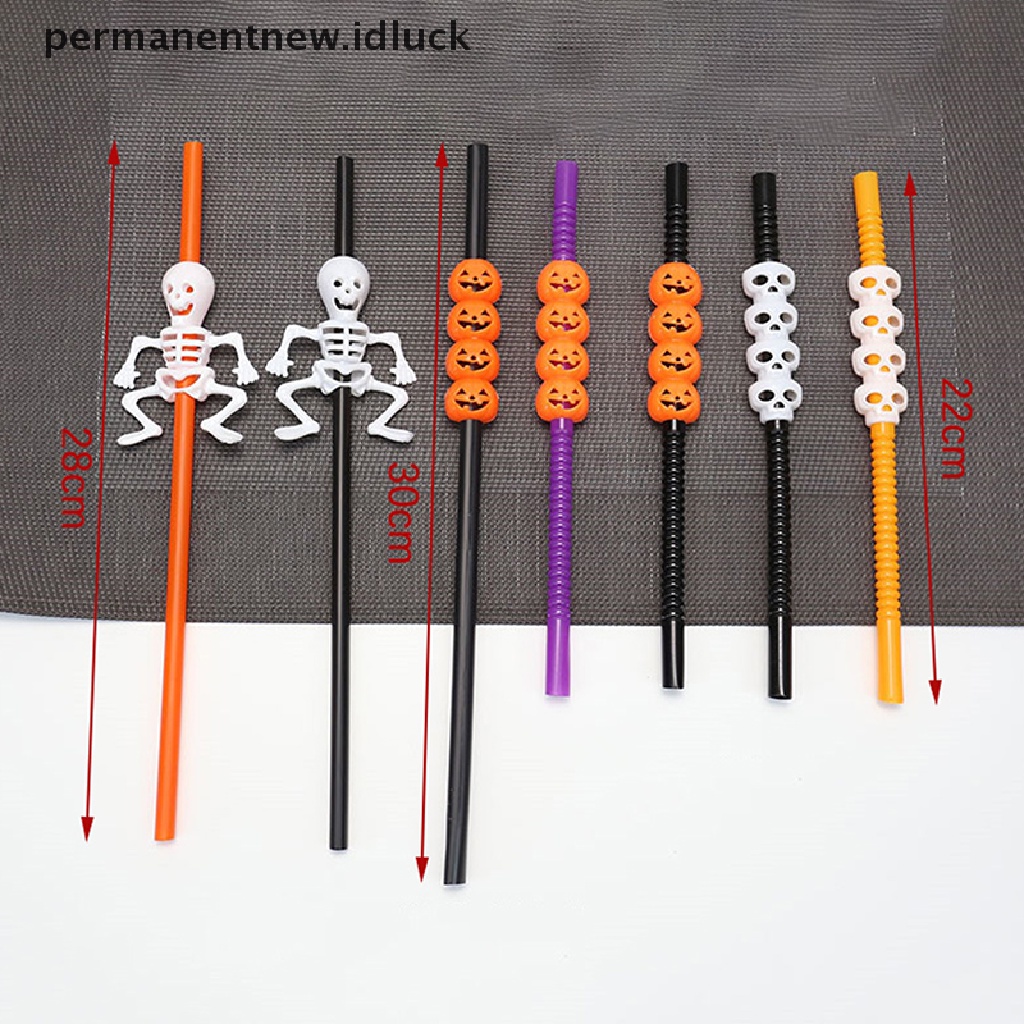 5 Pcs Sedotan Desain Labu Hantu Halloween Untuk Dekorasi Pesta