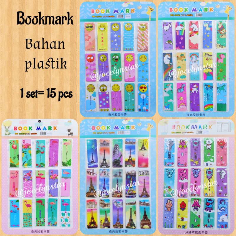 

( 15 pcs) Bookmark /penanda buku/ pembatas buku/ bookmarkBahan plastik