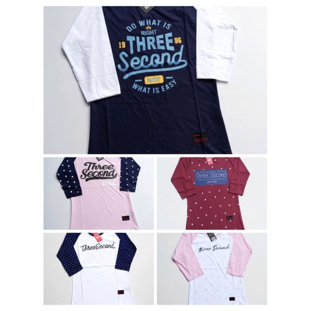 KAOS 3SECOND CEWEK LENGAN 3/4 RAGLAN REGLAN KAOS WANITA KAOS RAGLAN KAOS CEWEK ATASAN WANITA DISTRO