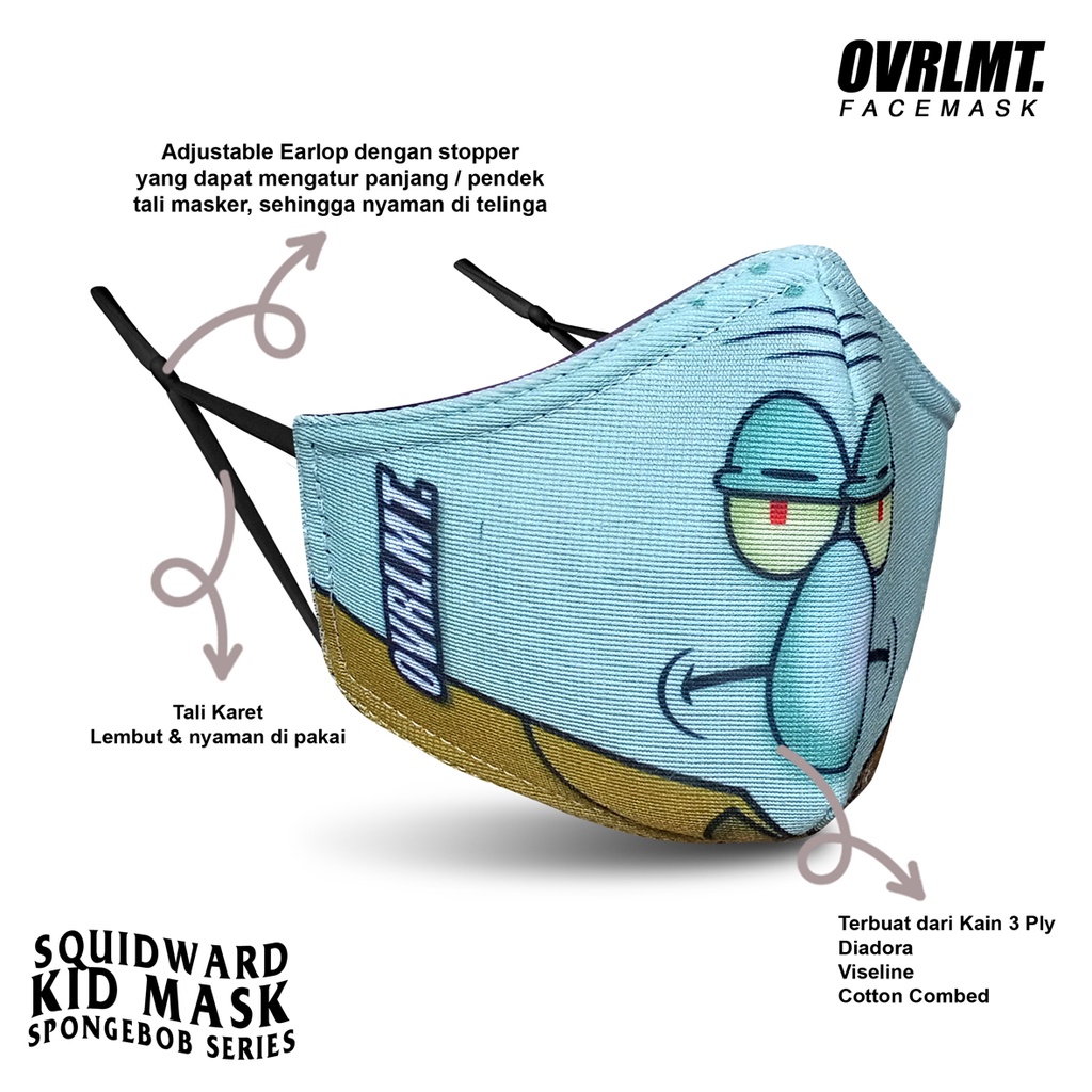 Masker Spongebob / Patrick / Squidward / Mr Crab Masker Anak Overlimit