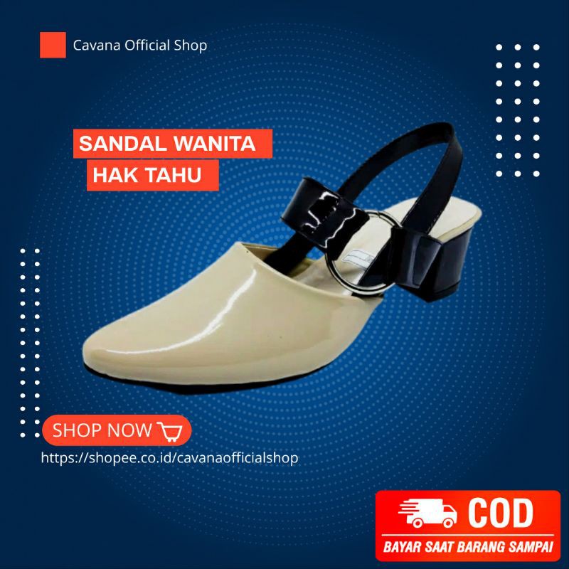 Sepatu Sandal Kerja Heels Hak Tahu Wanita Tutup Depan Tali Belakang Termurah Terbaru SDH184