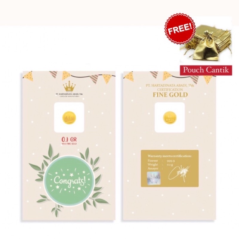 LOGAM MULIA 0,1 gram EMAS PT HARTADINATA ABADI (congratulation 2)