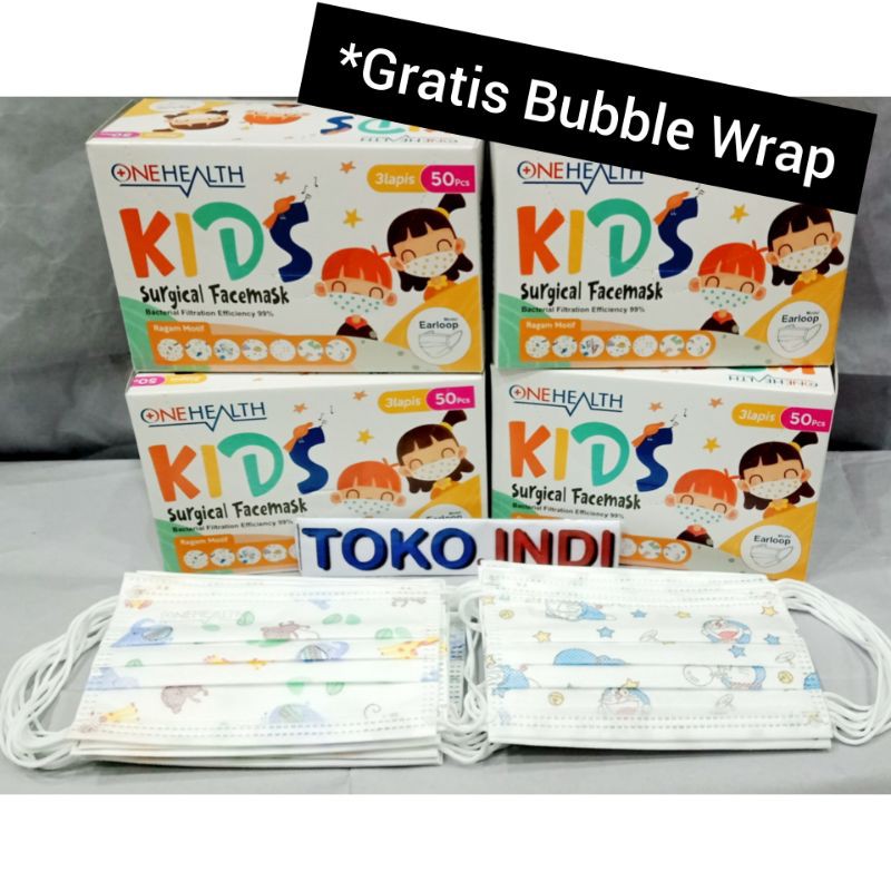 MASKER ONEHEALTH KIDS SURGICAL / Masker Onehealt Kids isi 50 pcs / Masker anak Onehealt