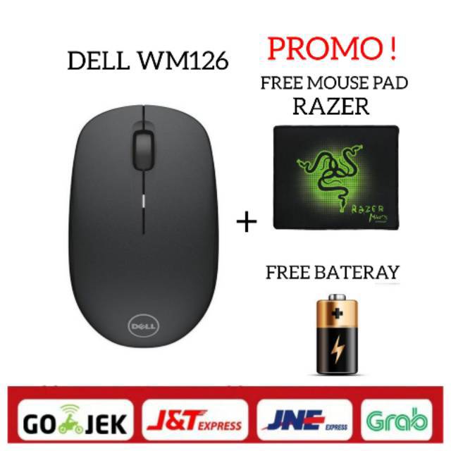 MOUSE WIRELESS DELL WM126 / MOUSE DELL WM126 + MOUSE PAD RAZER