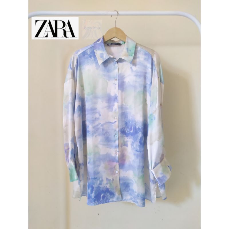 zara satin tie dye shirt